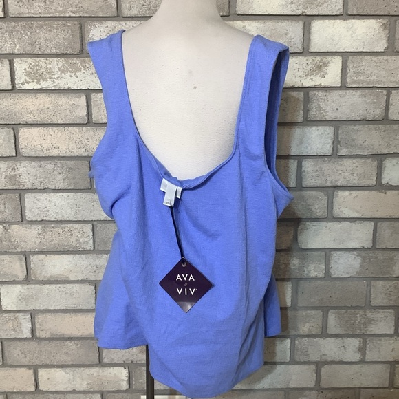 AVA & VIV periwinkle 4X tank with Sweetheart neckline. NWT - Picture 2 of 4